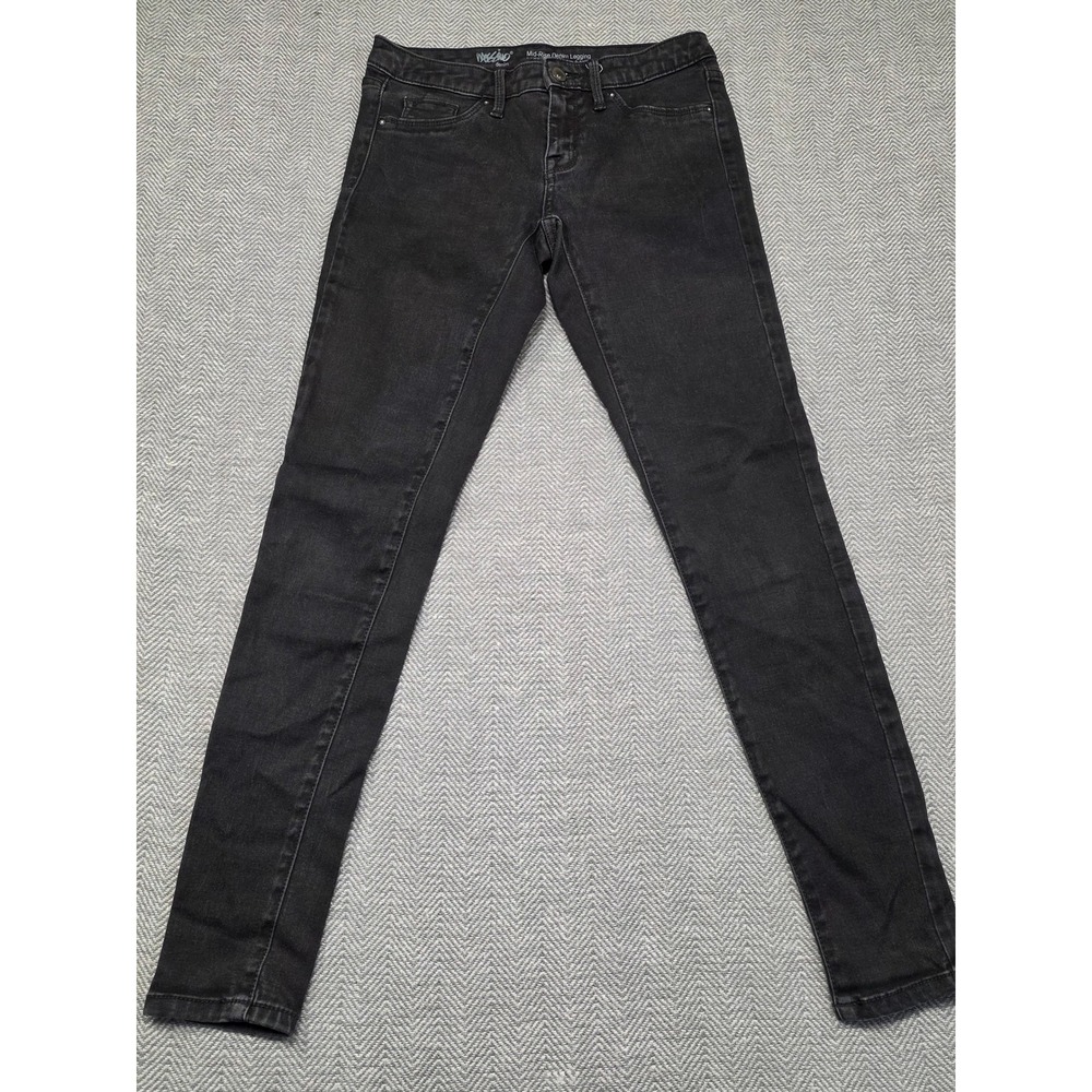 Mossimo Denim Mid-Rise Black Denim Leggings Skinny Jeans Size 0 Stretch‎